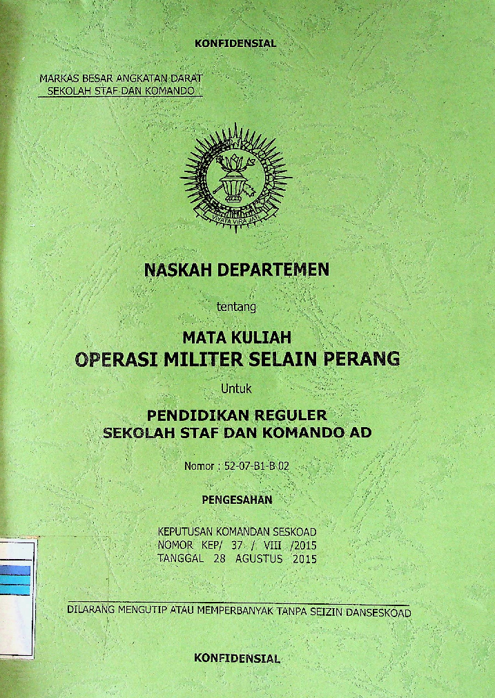 Naskah Departemen Tentang Mata Kuliah Operasi Militer Selain Perang
